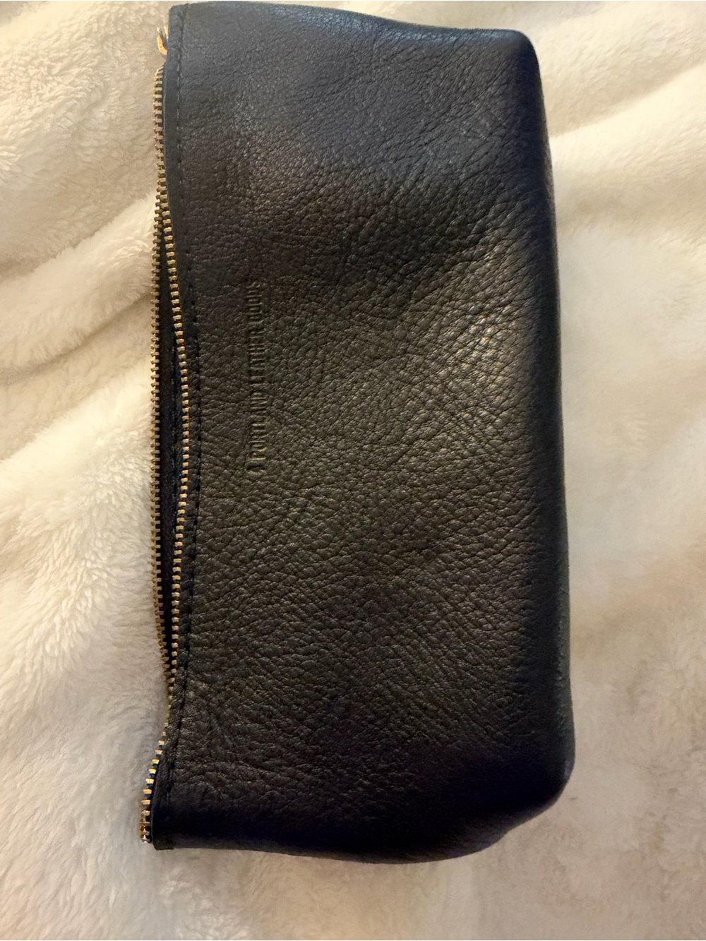 Black pebble leather Portland leather pouch new